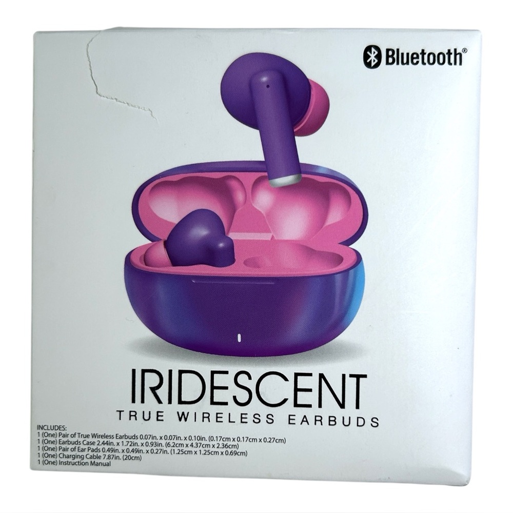 2B00M PINK Iridescent True Wireless Earbuds Bluetooth w Case + Charging Cable